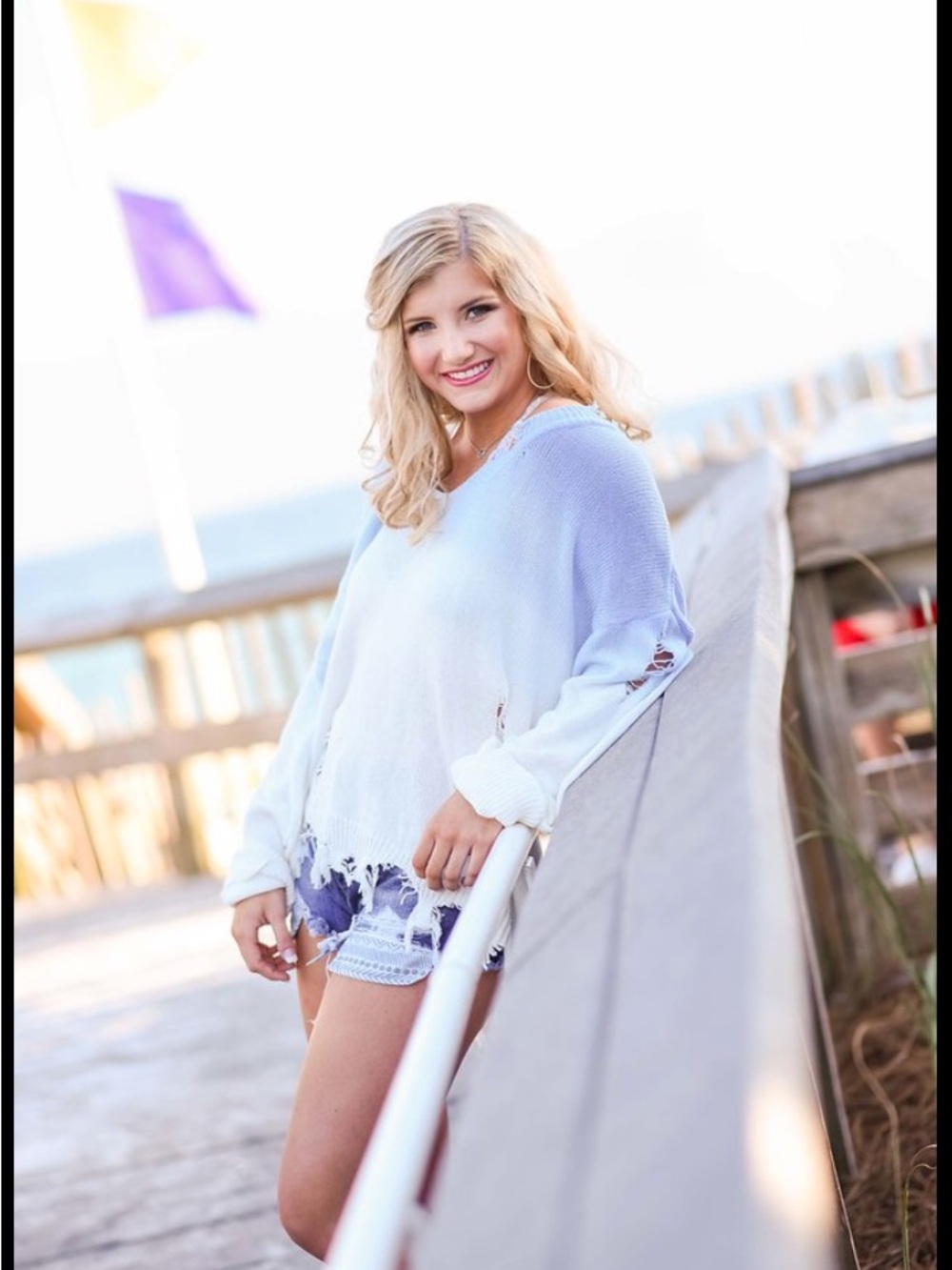 Blue and White  Knit distressed sweater